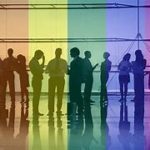 LQBTQ group of people with rainbow flag